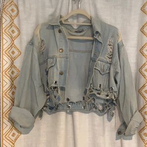 Carmar Light Wash Oversized Denim Chain Jacket